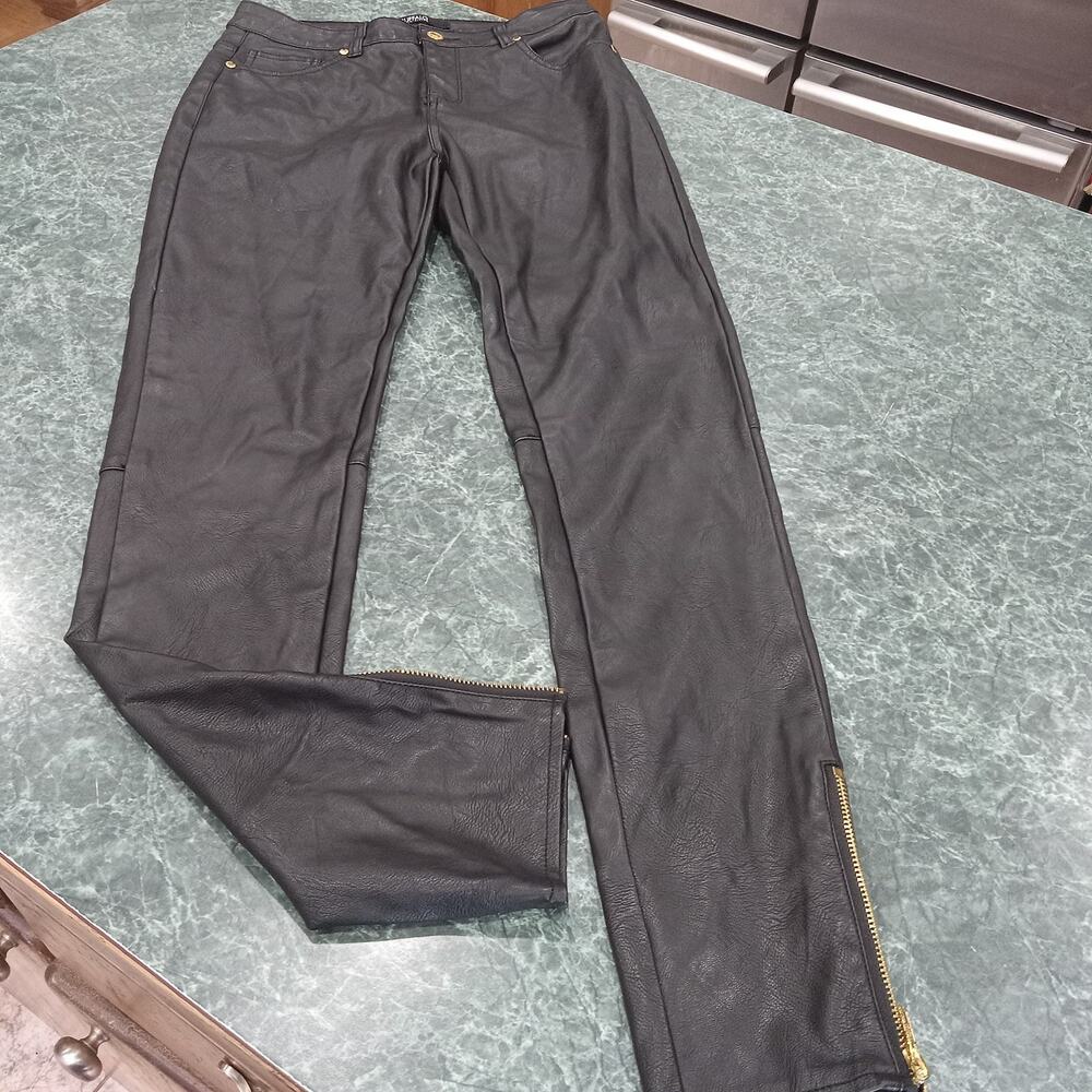 Buffalo David Bitton Women's Ankle Zip Mid Rise Skinny Faux Leather Pants 28 EUC